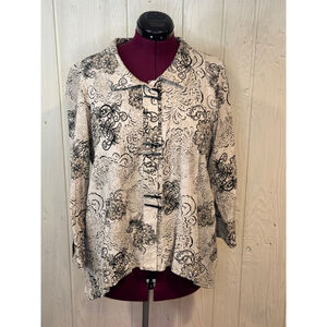 Habitat Beige Black Floral Blouse Jacket Large
